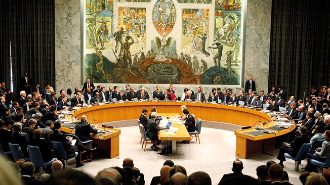 Wide view of the Security Council Summit on nuclear non-proliferation and disarmament, which was chaired by United States President Barack Obama and unanimously adopted resolution 1887 (2009), expressing the Council's resolve to create the conditions for a world without nuclear weapons.
24/Sep/2009. United Nations, New York. UN Photo/Mark Garten. www.un.org/av/photo/